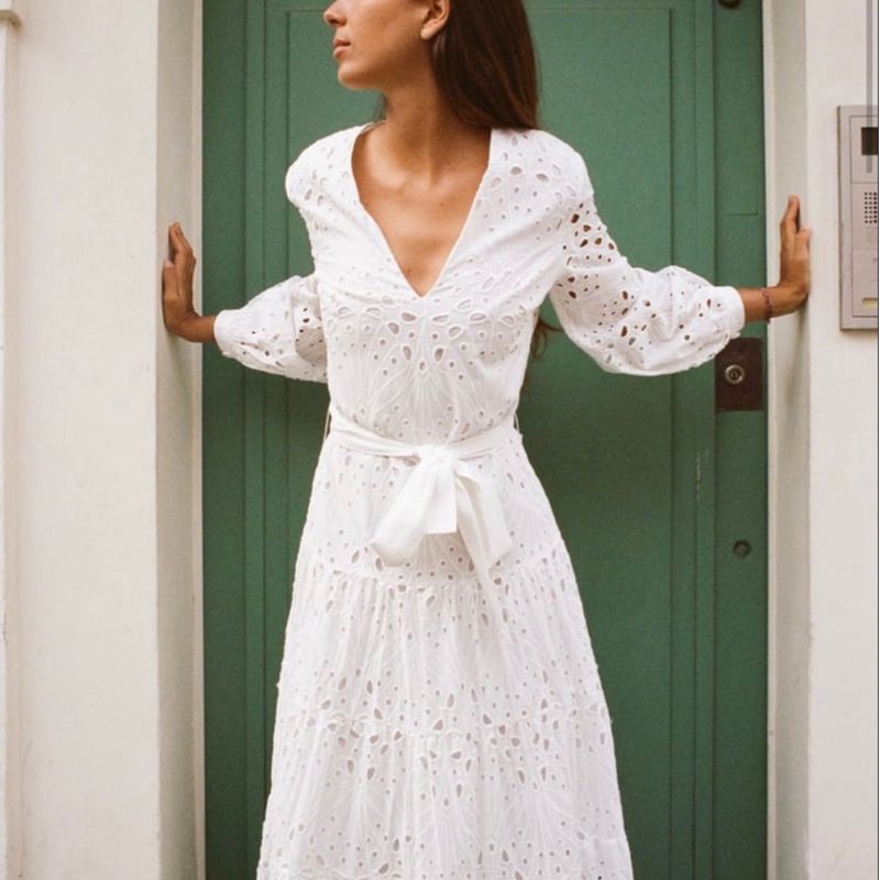 Vestido Midi com Bordados Zara Pp Zara Nunca Usado 105669682