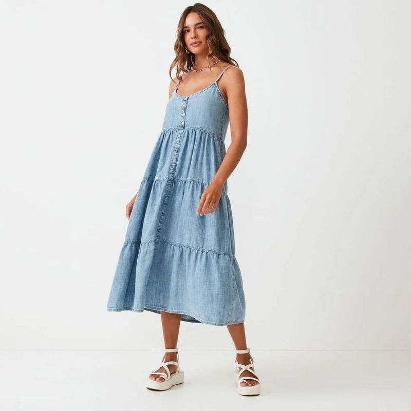 Com Vestido Midi Vestido Jeans VerÃ£o 2019 Vestidos Jeans Verao