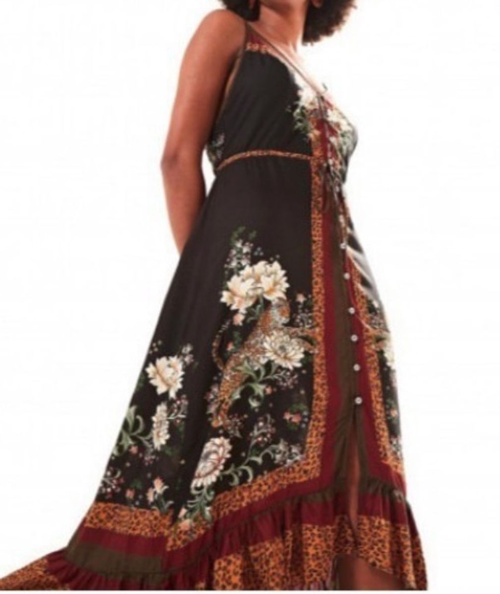 vestido onça em flor farm