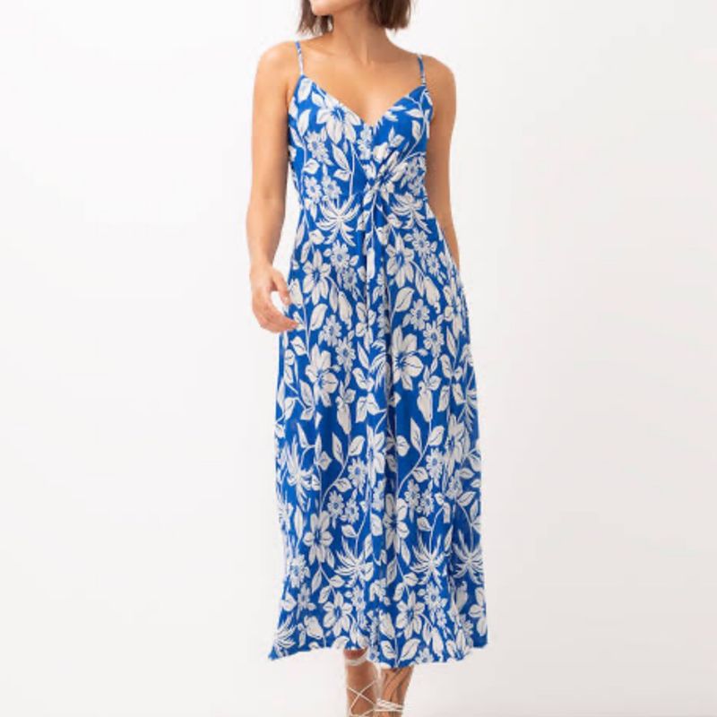 Vestido Midi Vestido Azul C&a Vestido Midi Floral Plissado