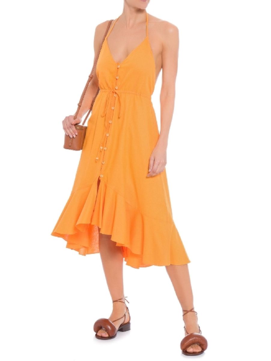 vestido midi laranja