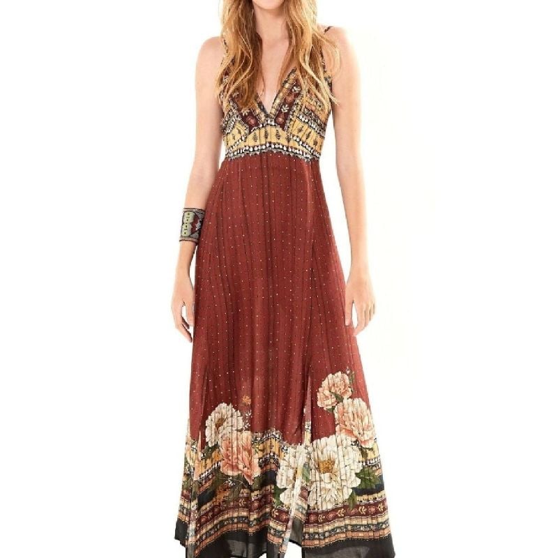 Vestido Midi G Estampa Flor do Cerrado Farm Vestido Feminino Farm Usado  73878715 enjoei