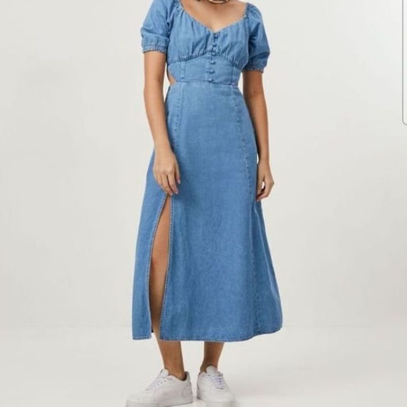 Vestido Midi Jeans Renner Vestido Midi Jeans Renner Vestido