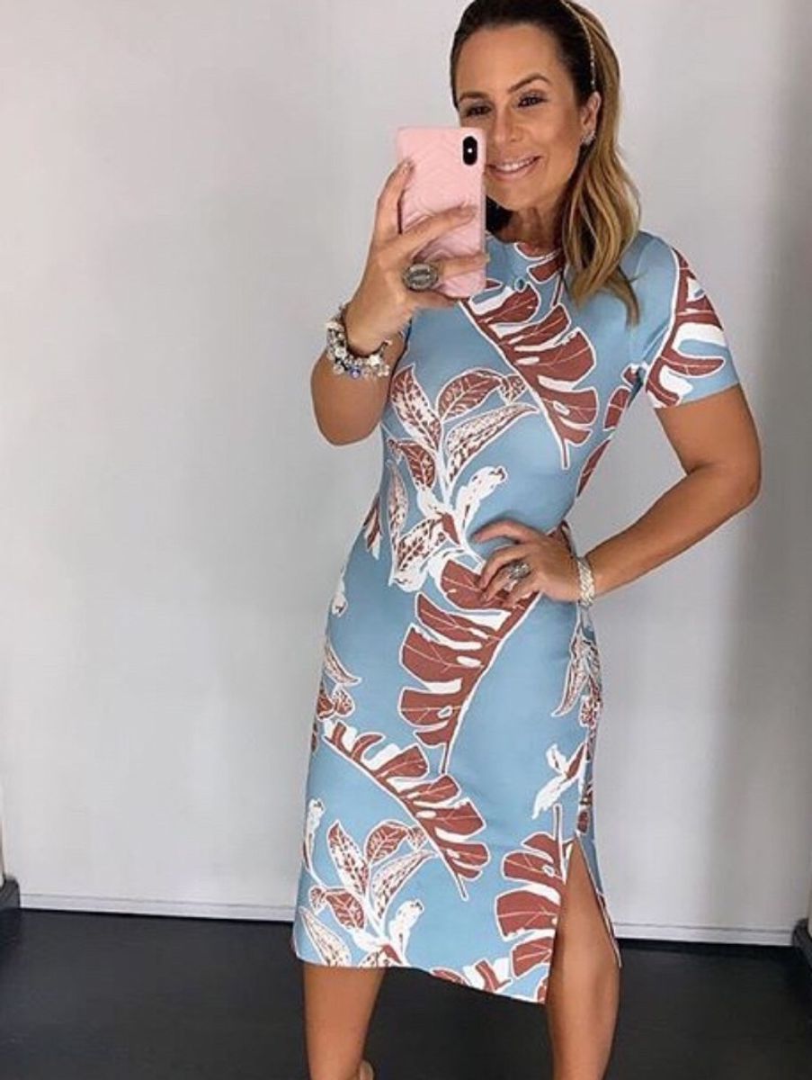vestido de neoprene midi