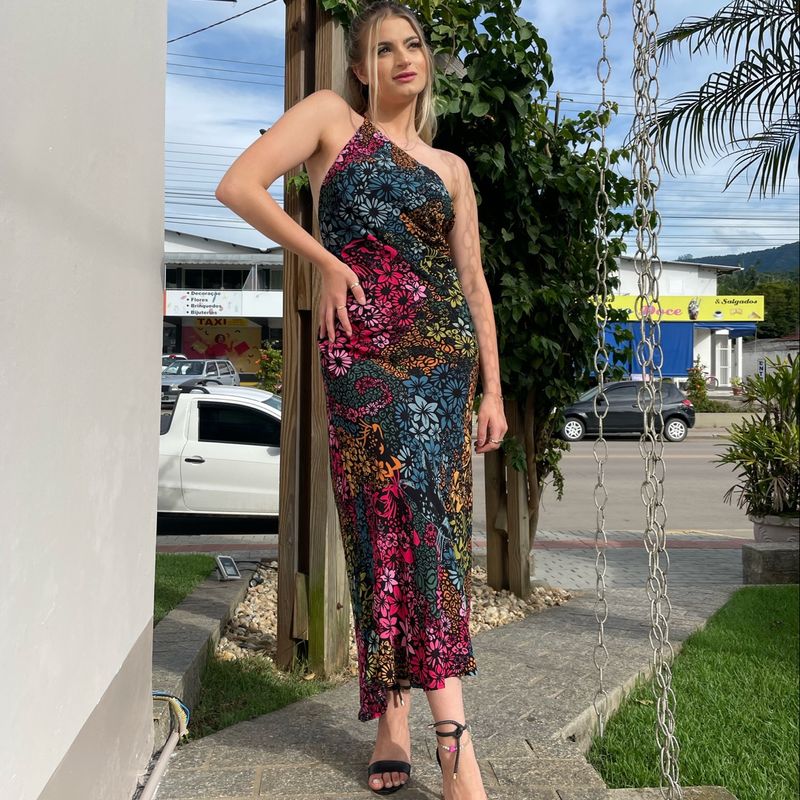 Vestido midi flor de 2024 onça