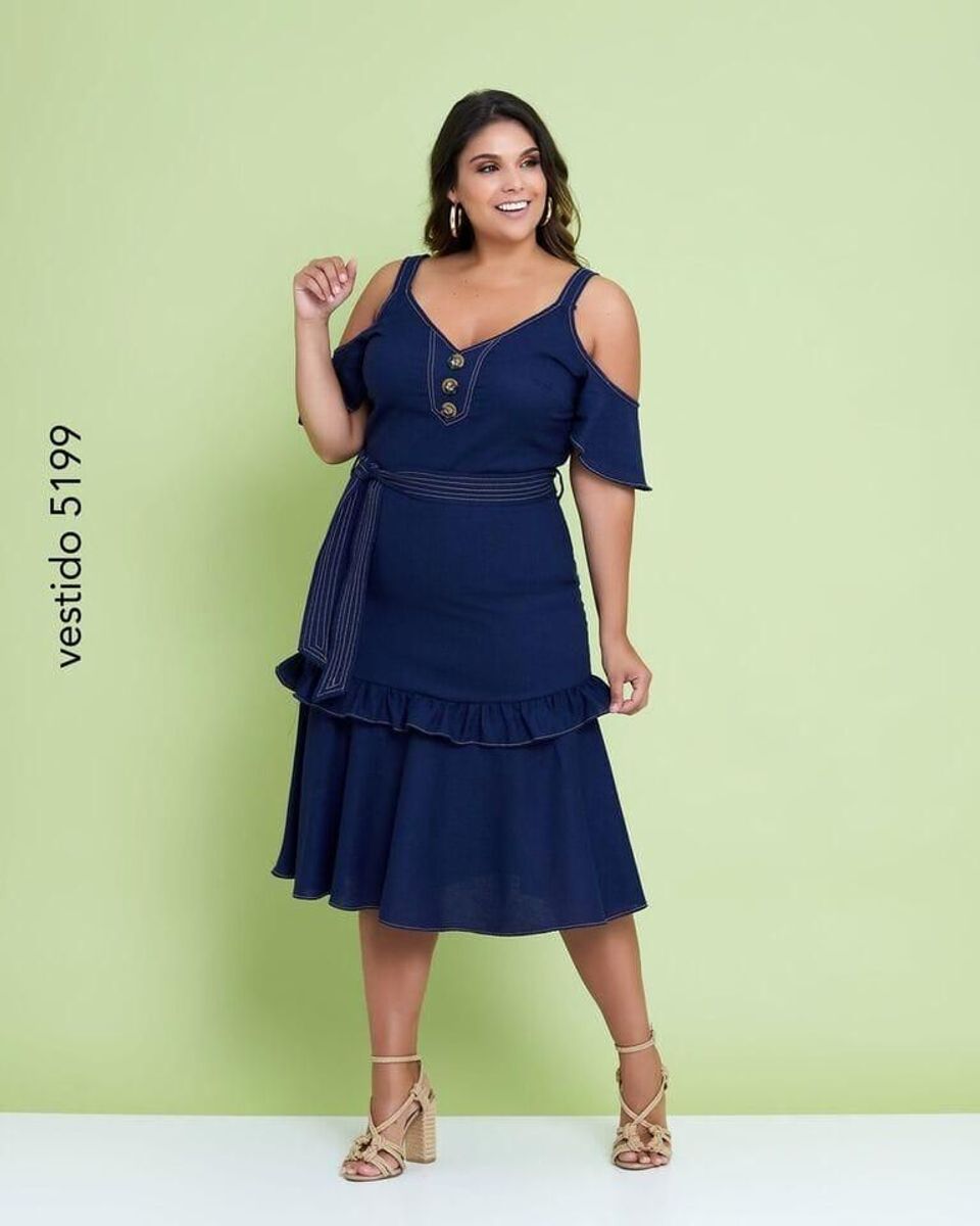 vestido de linho midi plus size