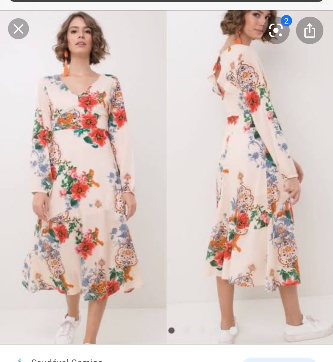 vestido floral midi renner