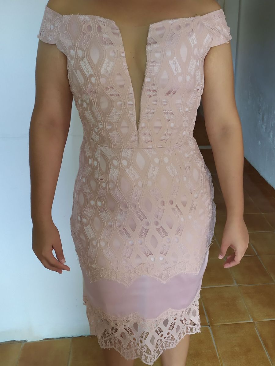 vestido rosa chá midi