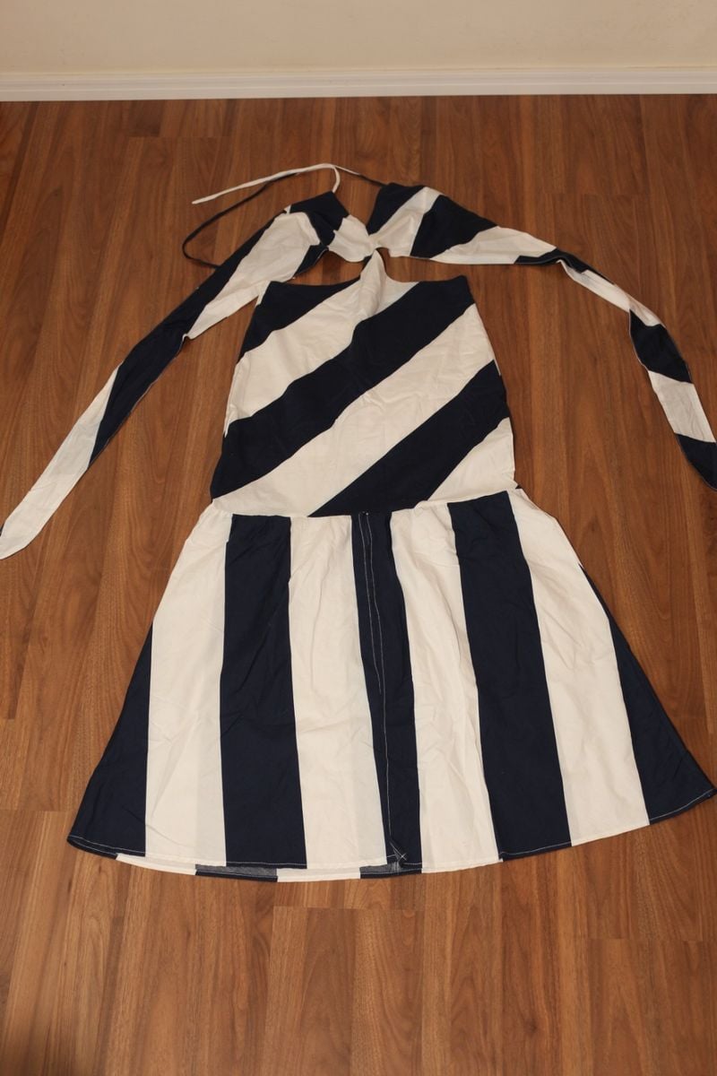 Vestido Midi The Bloom Azul e Branco com Recortes Tamanho M | Vestido ...