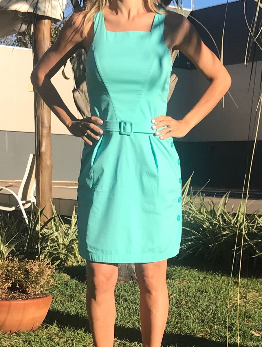 vestido verde agua midi