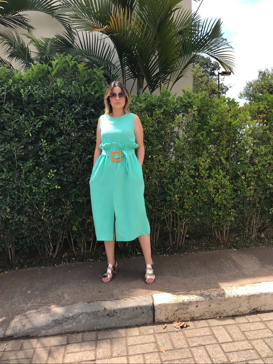 vestido verde agua midi