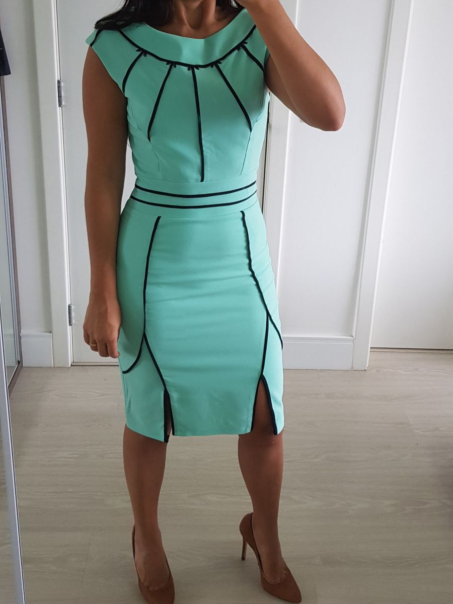 vestido verde agua midi