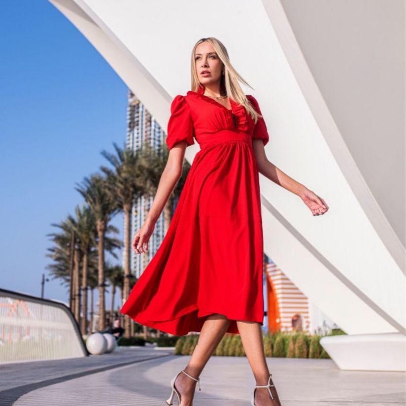 Vestido Midi Vermelho Agilita Agilità Nunca Usado 81364430