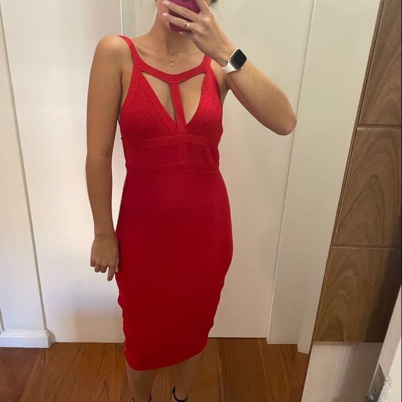 Vestido bandagem midi sales vermelho