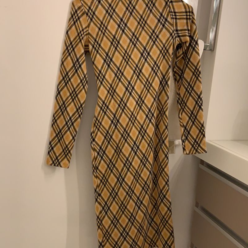 Vestido Midi Xadrez Manga Longa Zara Vestido Feminino Zara Nunca Usado 38010793 enjoei