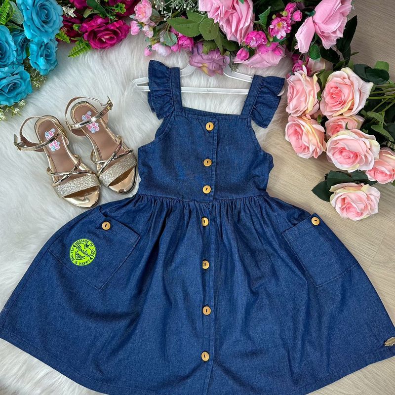 Vestido Mimadine Jeans Detalhes Botões Casual Blogueira Moda Verão