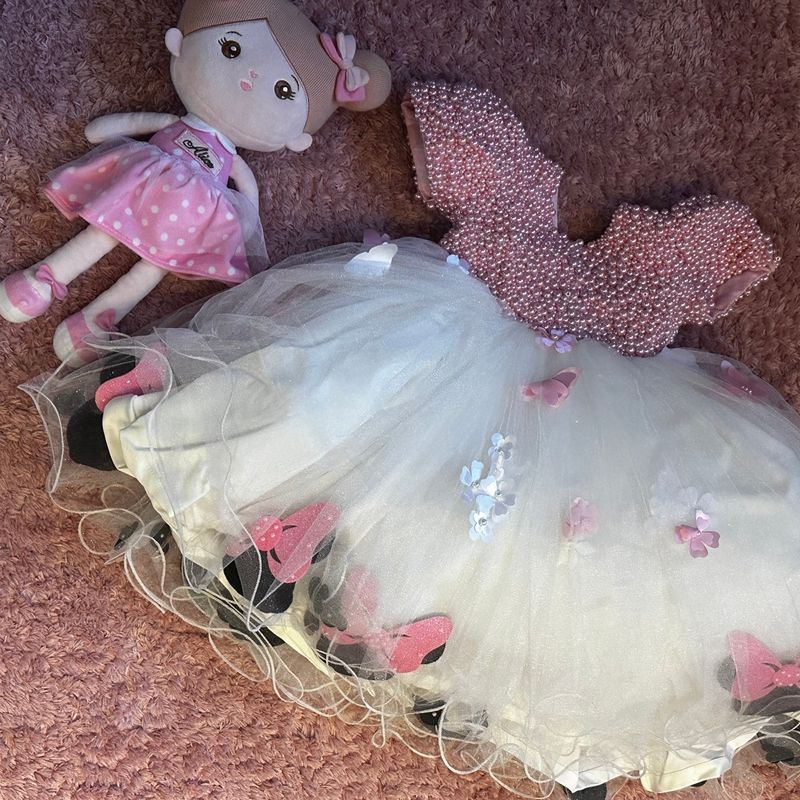 Vestido de 1 2024 ano minnie rosa