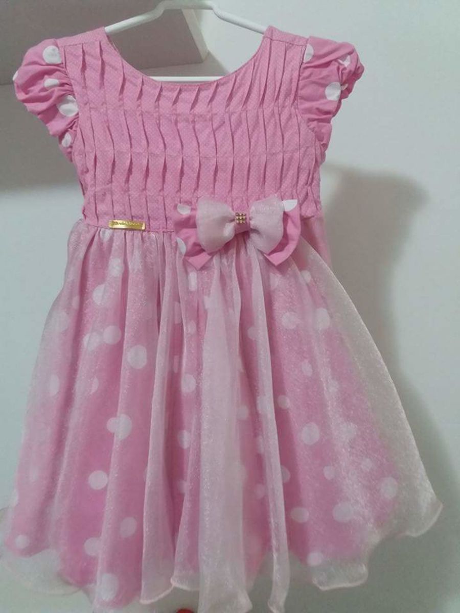 vestido minnie rosa luxo