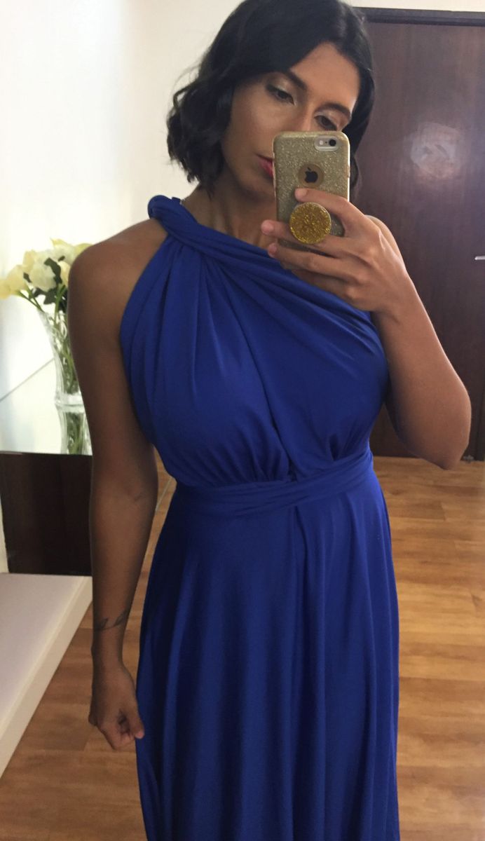 vestido multiformas azul marinho