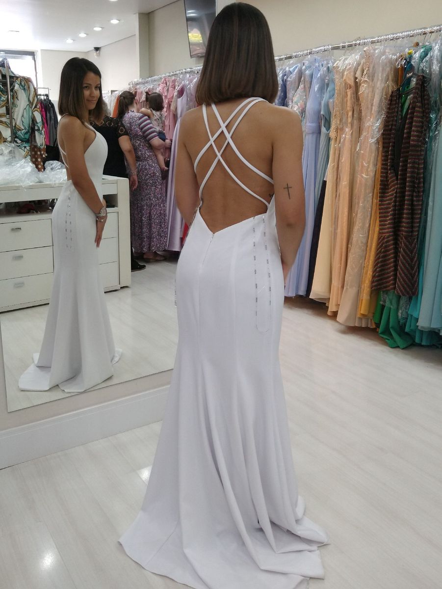 foto de vestido branco longo