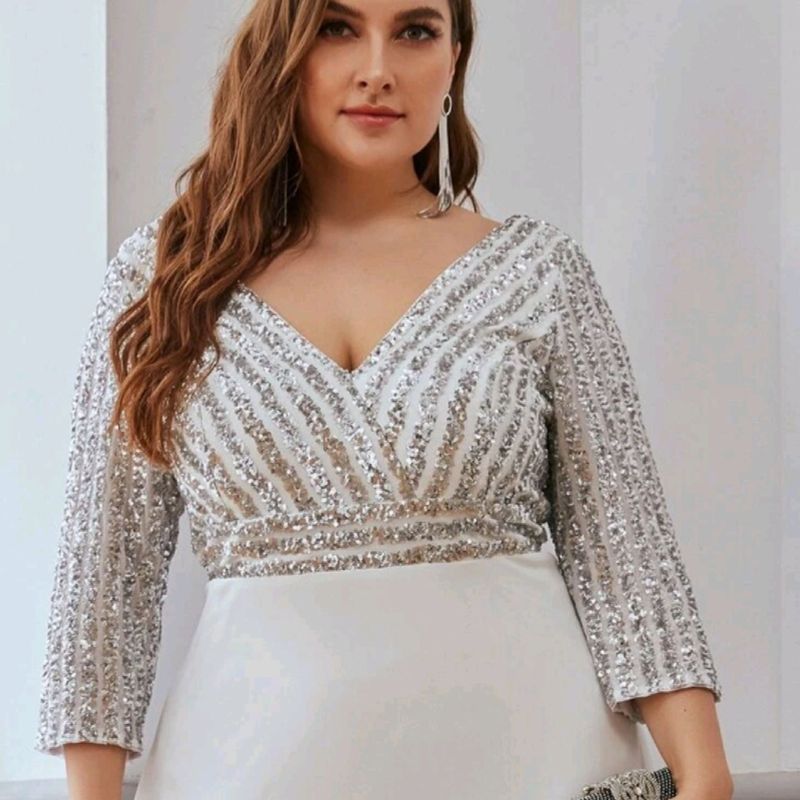 Vestido plus store size com brilho