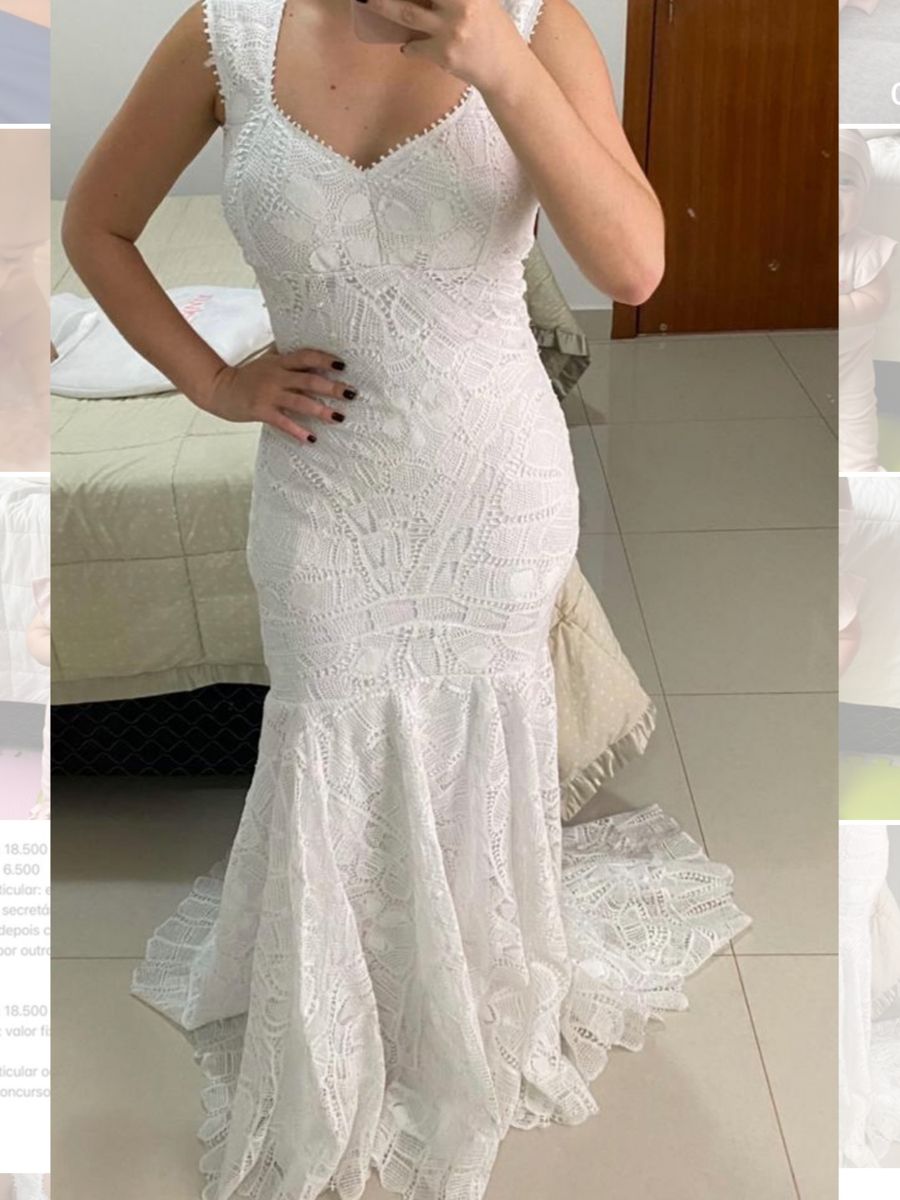 Vestido de noiva com renda sale renascença