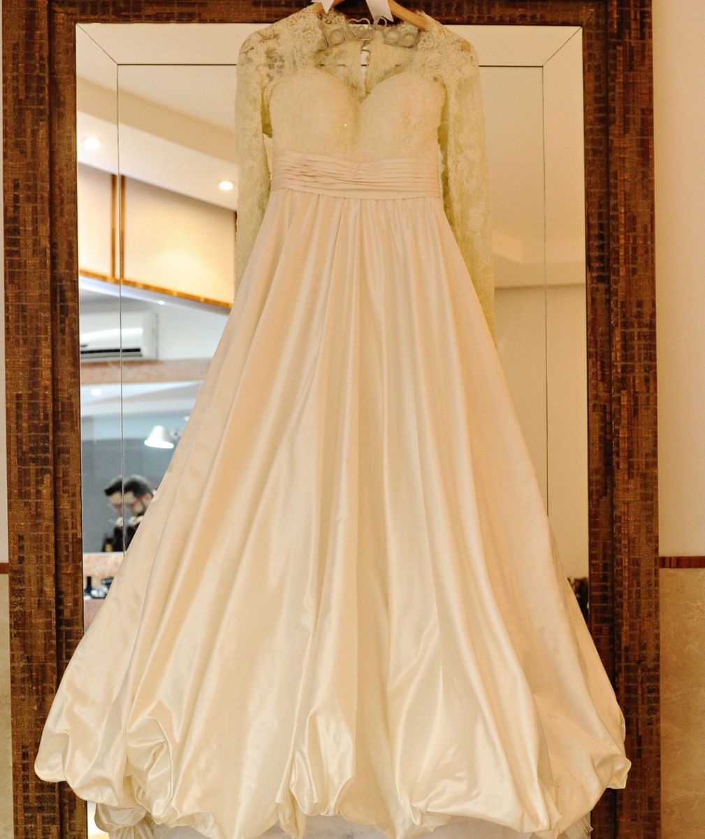 vestido de noiva seda pura