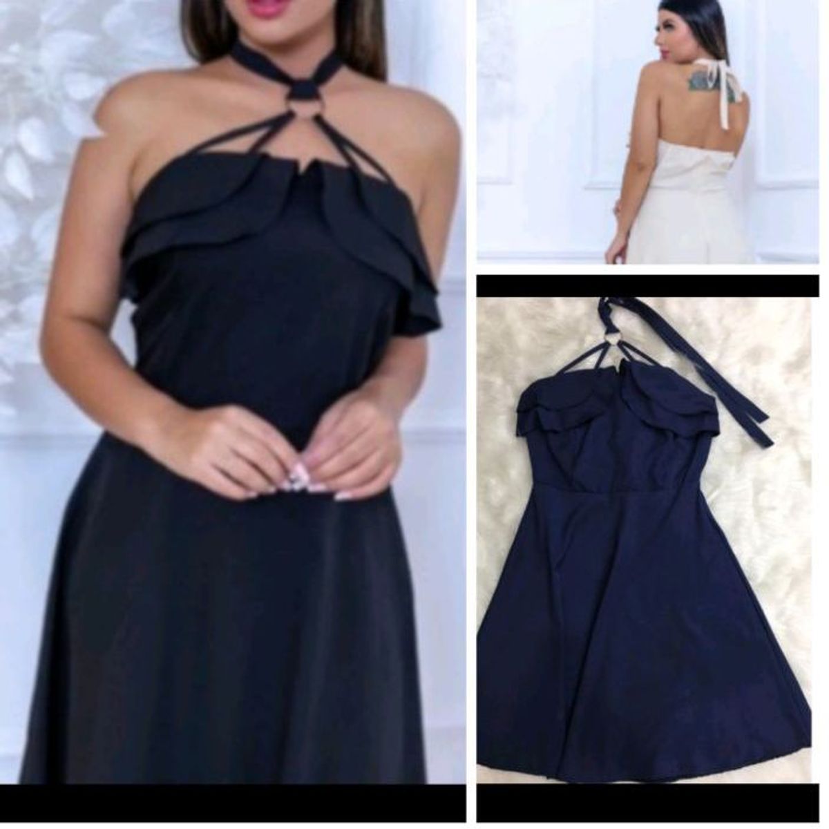 Vestido Novo Balada Babado Frente Única Veja Midi Rodado Estampa