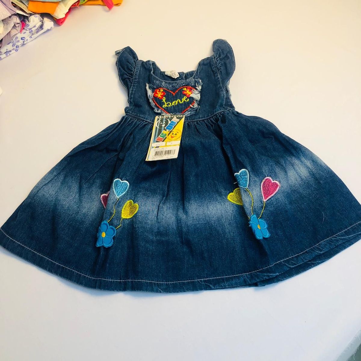 vestido novo infantil jeans - menina blackout