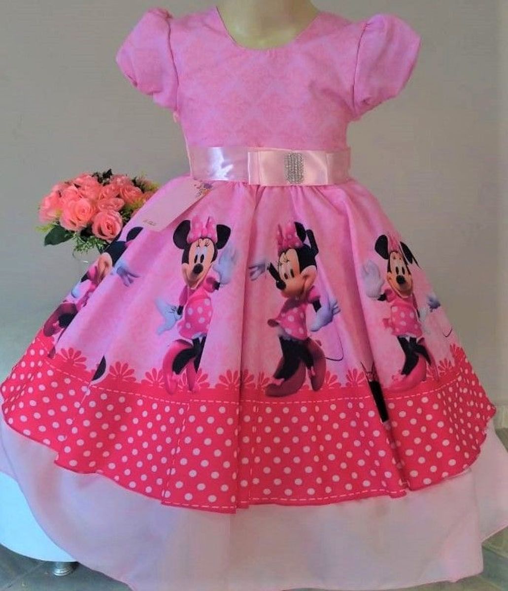 vestido aniversario minnie rosa