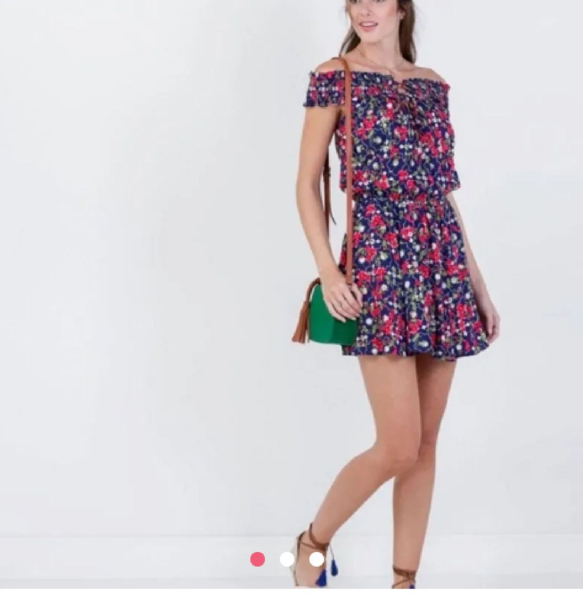 vestido ombro a ombro floral