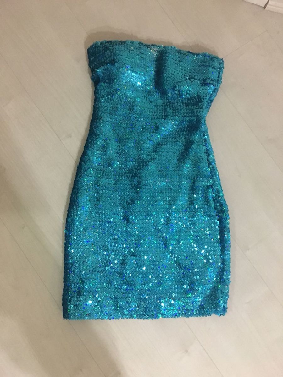 vestido de paete azul