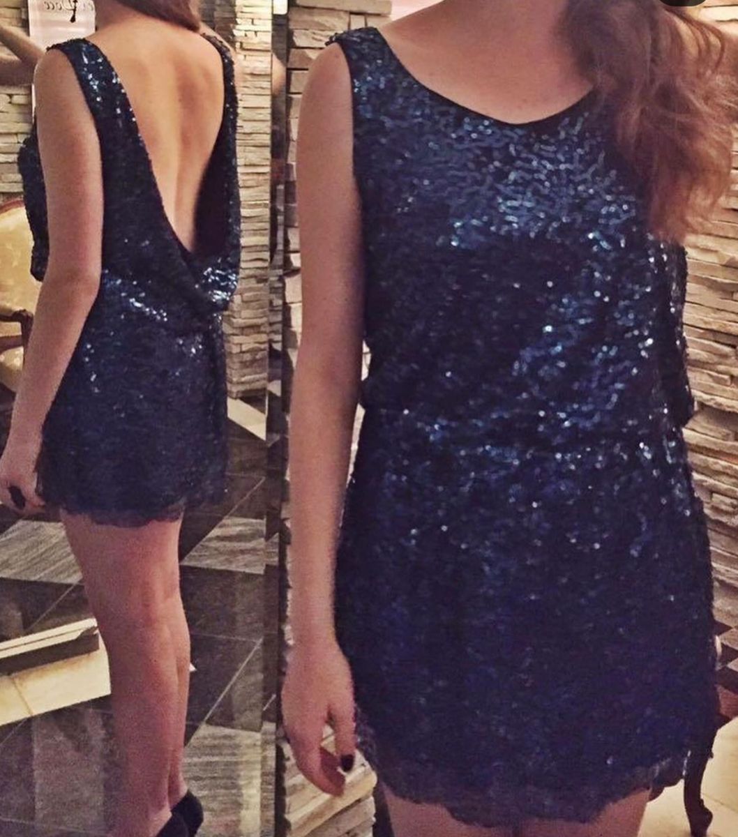 vestido de paete azul