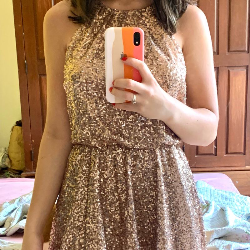 Vestido Paetê Dourado Forever 21