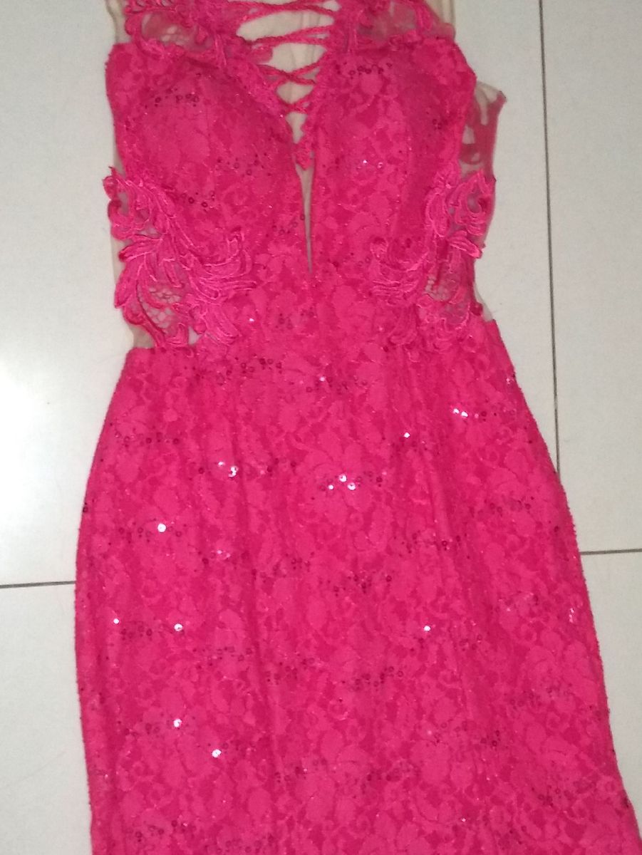 vestido de paete rosa