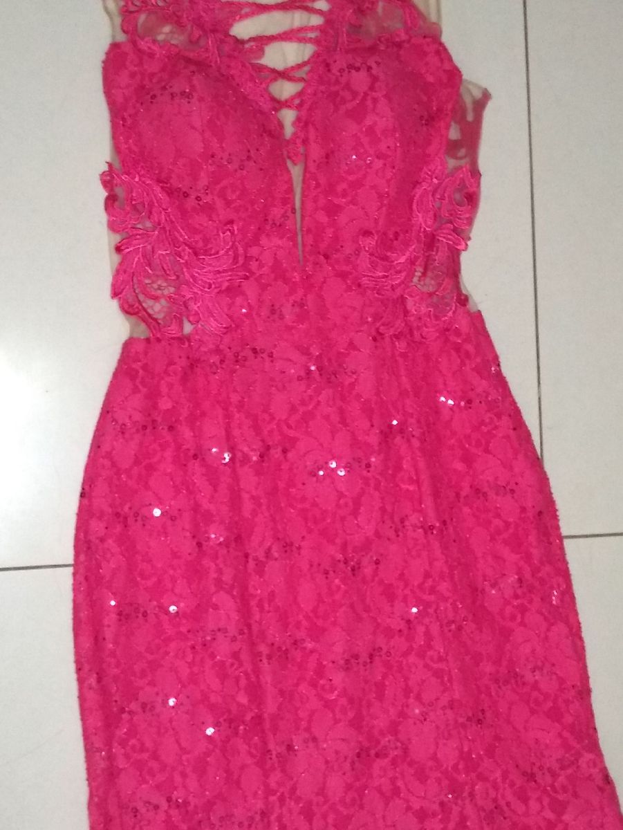 vestido paete rosa pink