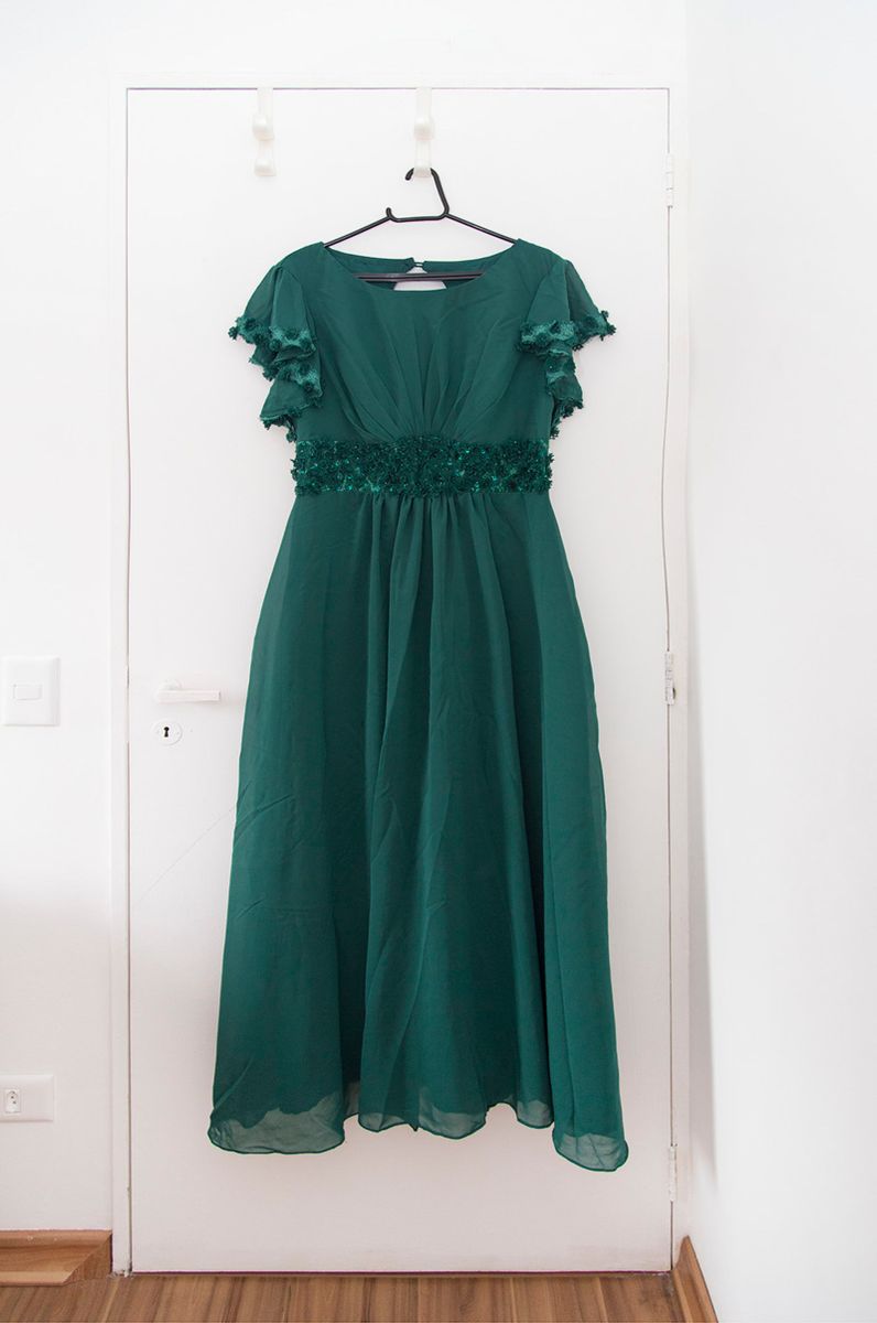 vestido de madrinha verde musgo longo