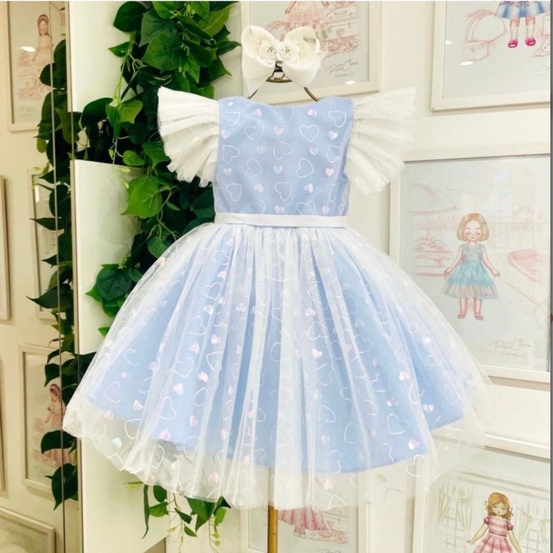 Vestido Azul Arvore Magica Roupas Infantil Vestido Petit Cherie