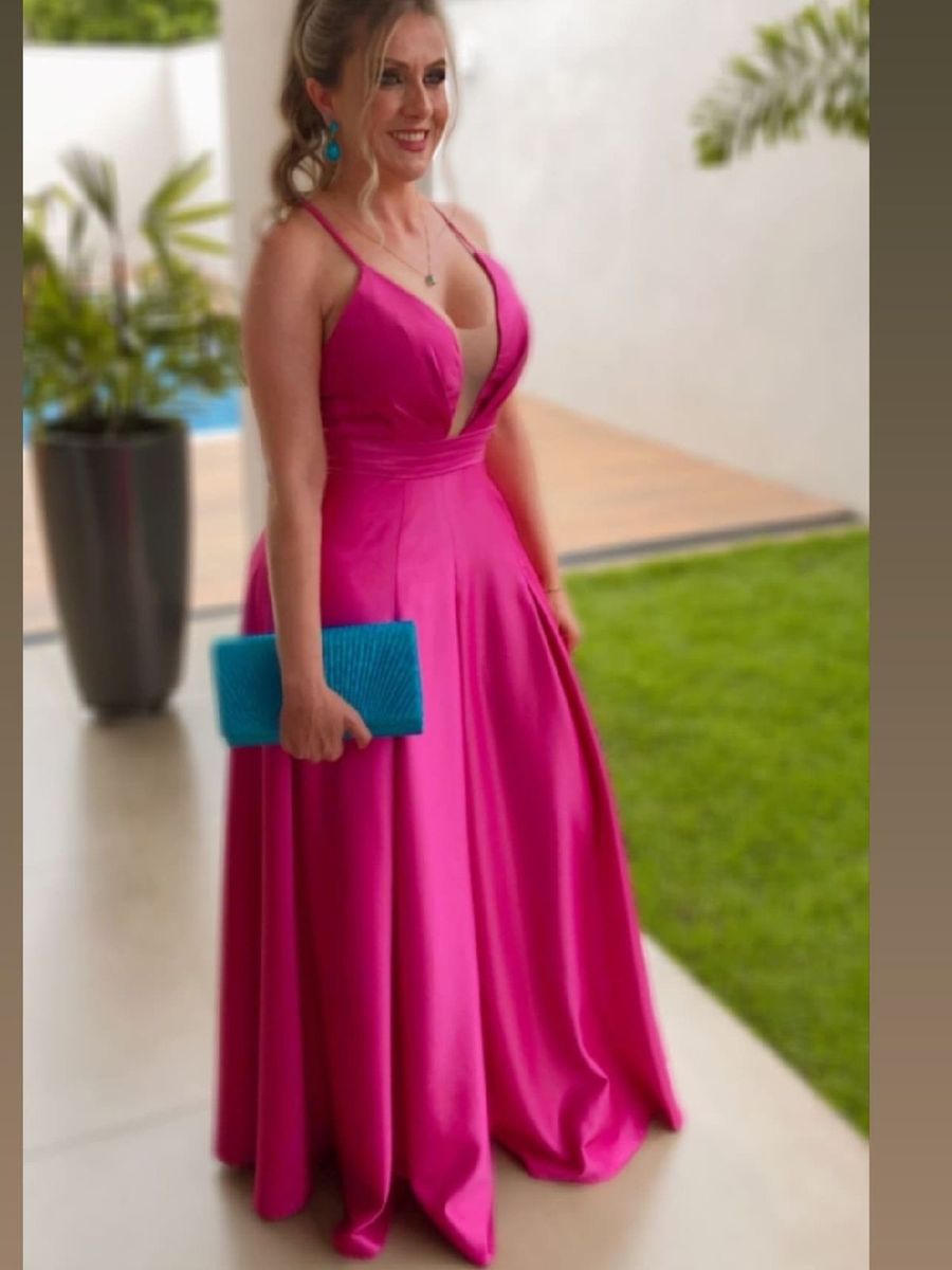 Vestido para madrinha sales de casamento fucsia