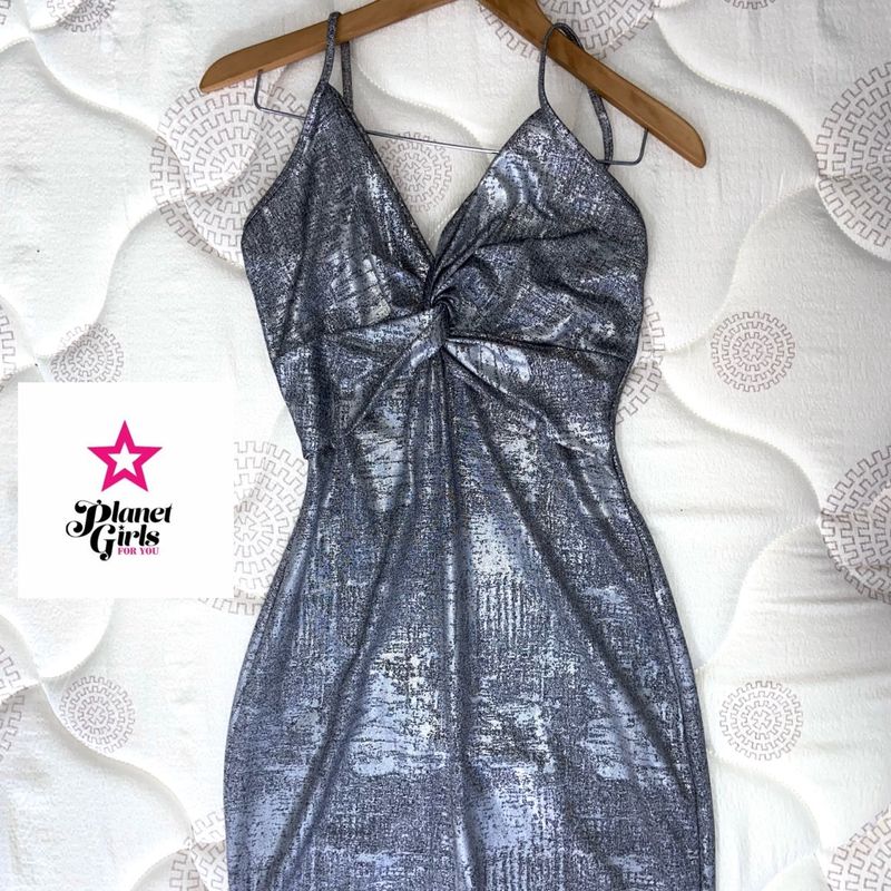 Vestido Planet Girls Curto Prata Festa Norturno Planet Girls