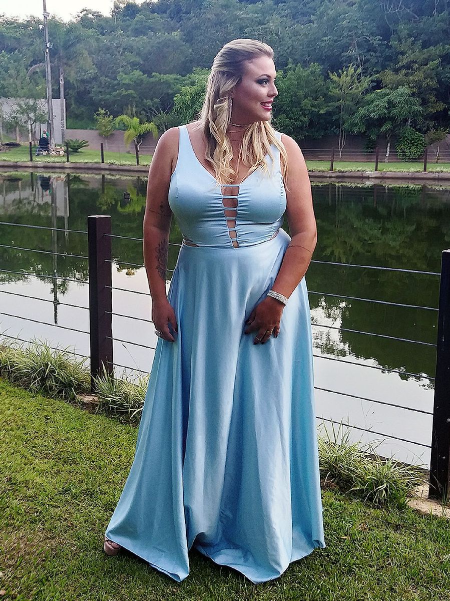 vestidos plus size azul