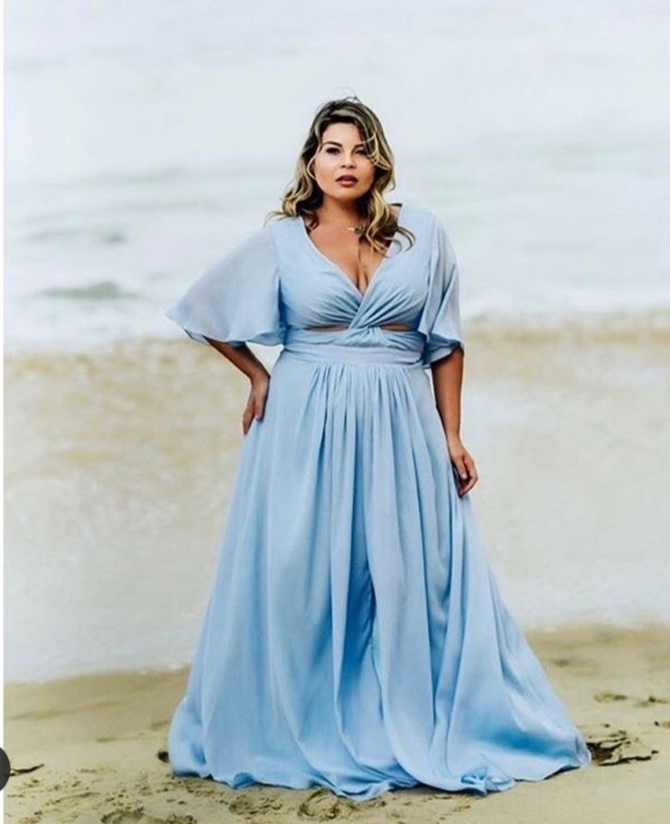 vestidos plus size azul