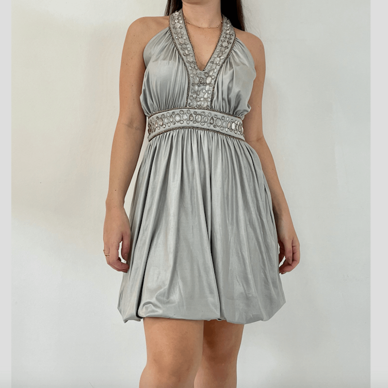 Vestido Iaiá(Cinza Prateado)-Tam 40-R$ 50, Vestido Feminino Iaiá Usado  91001236