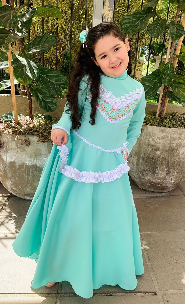 Vestido Prenda Menina Luxo Laço Cabelo Tamanho 10 Usado 1x