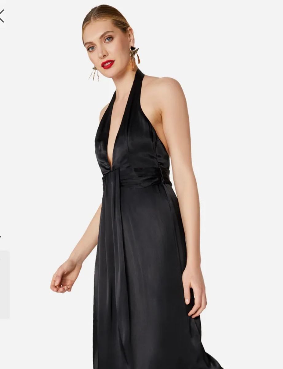 Vestido Slip Dress Cetim - PRETO – AMARO