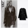 vestido preto chemise acetinado zara - slip dress zara