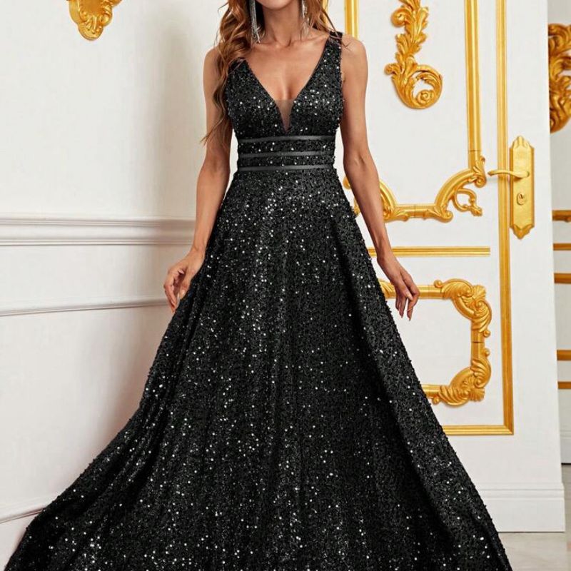 Vestido Madrinha Preto Formatura Vestido Longo De Festa Preto Moda