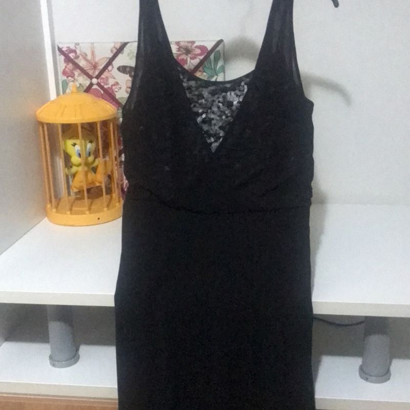 Vestido preto best sale de seda