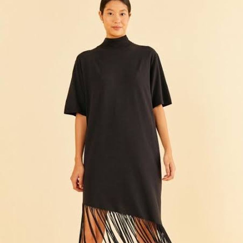 Vestido Preto Franja Farm Vestido Feminino Farm Usado 86086577 enjoei