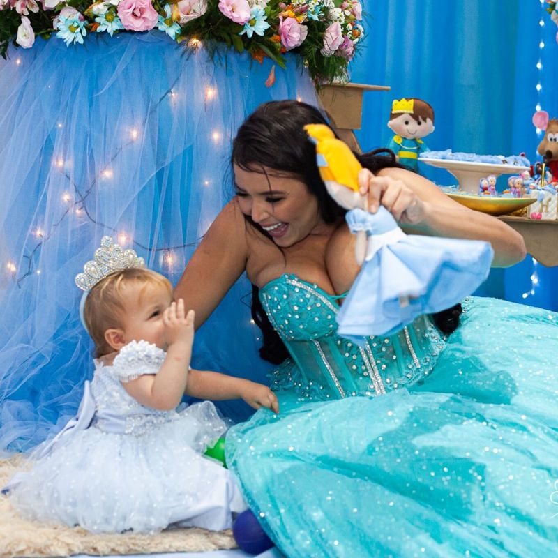 Vestido Princesa Cinderela Debutante Azul 15 Anos Novo